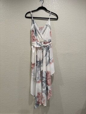 Morning Mist Floral High-Low Midi Dress